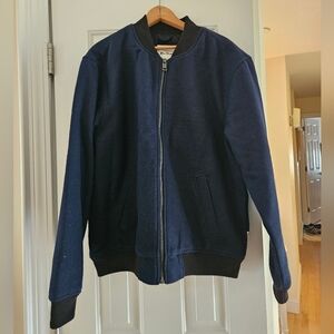 NWOT Ben Sherman Wool Blend Naby Blue Bomber Jacket - size large
